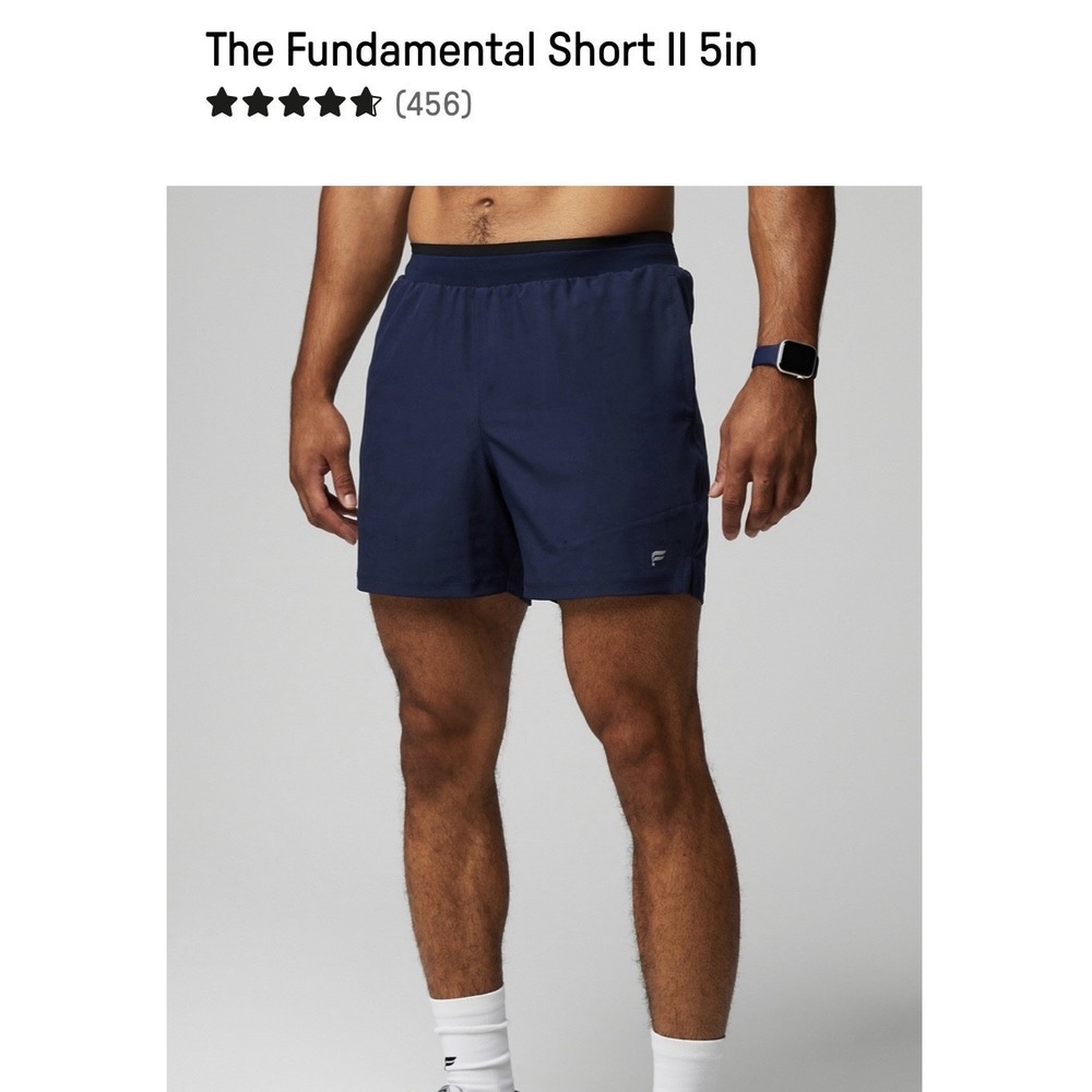 Fabletics Men's Navy The 5" Fundamental Short Athletic Shorts Size S/M